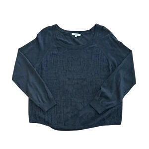 Madewell Linen Cotton Blend Long Sleeve Shirt Size Large Black Textured